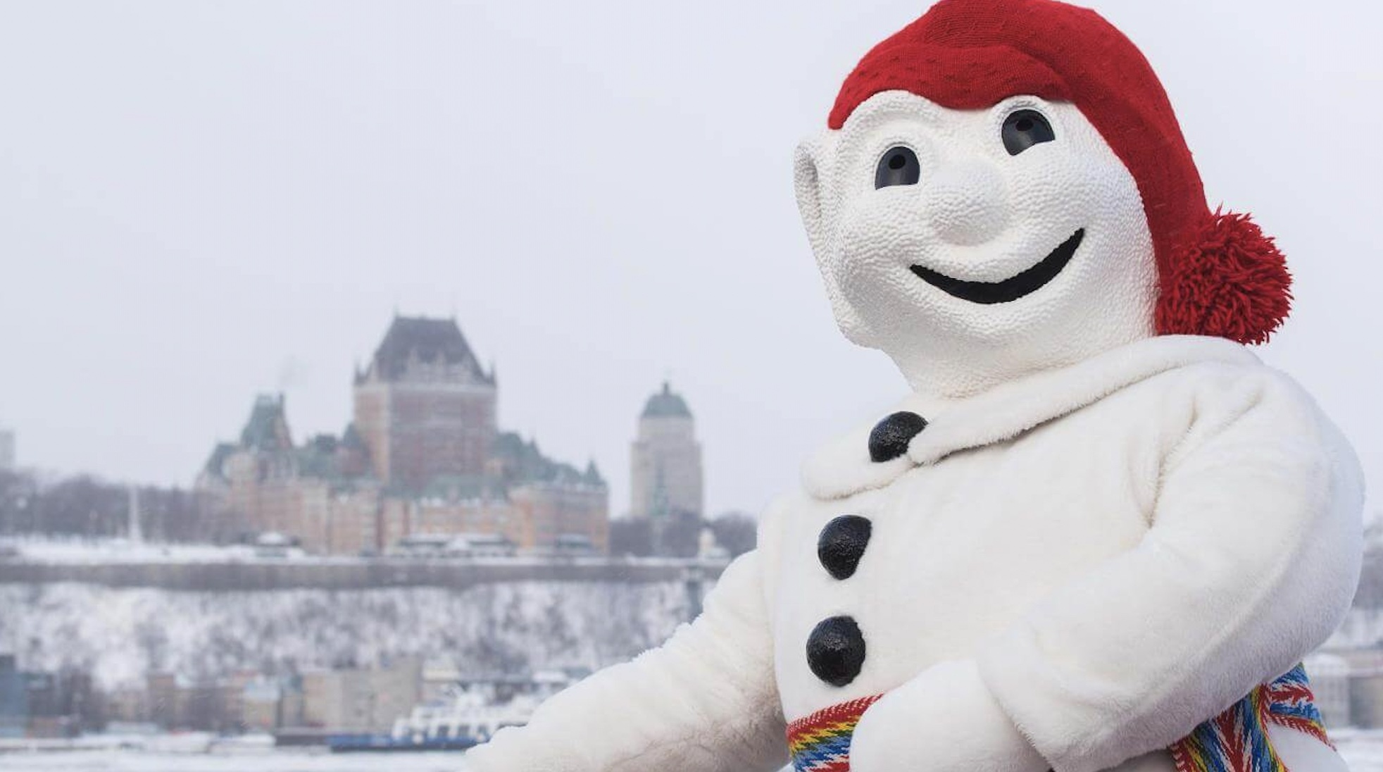 Meet Bonhomme, the mascot of the Quebec City Winter Carnival.