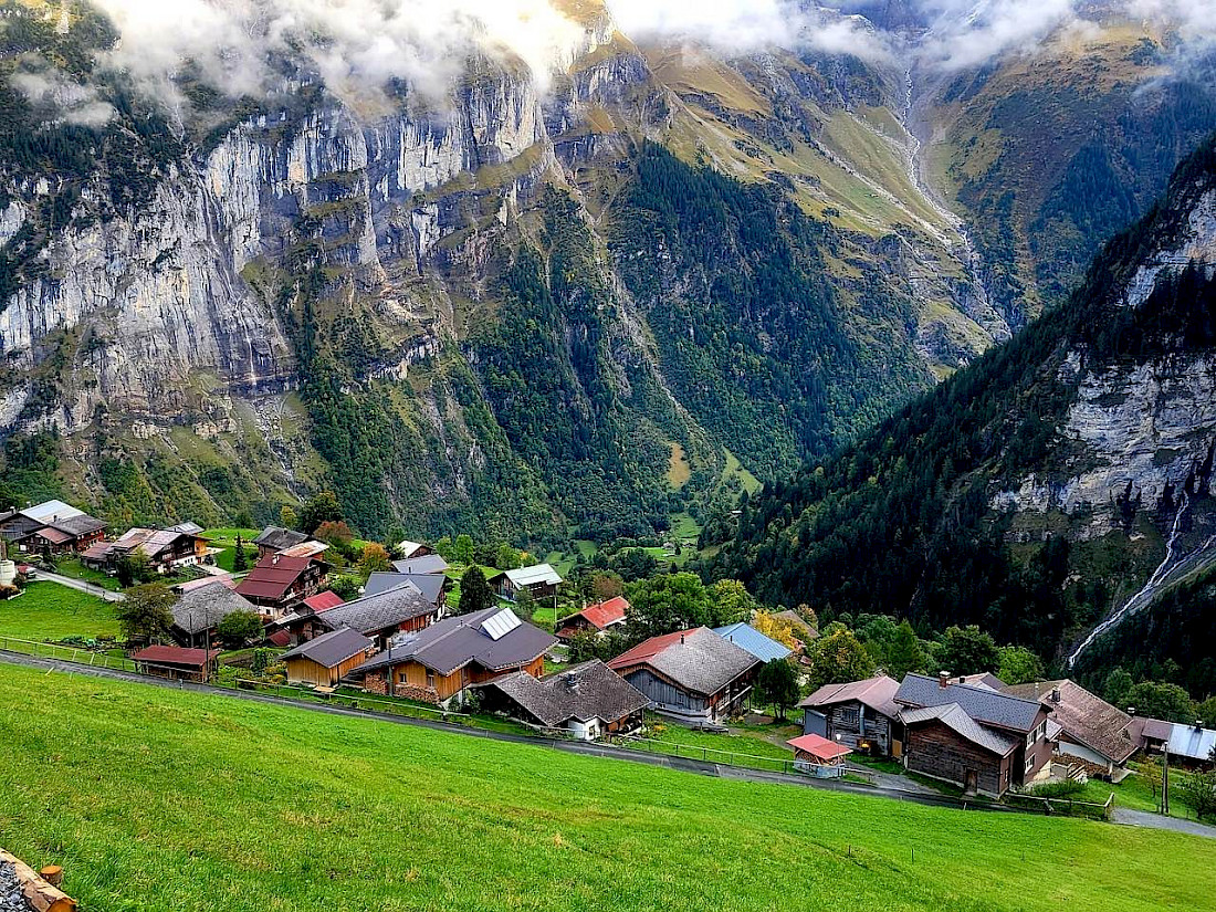 The fairytale village Gimmelwald is only reached by cable-car.