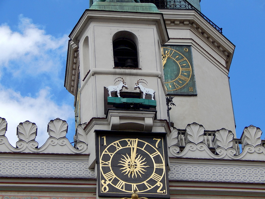 The unique Poznań Goats Clock show at the Town Hall.